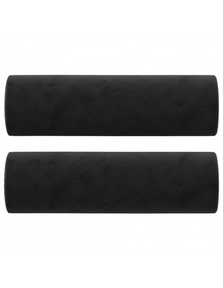 Cuscini Decorativi 2 pz Nero Ø15x50 cm in Velluto