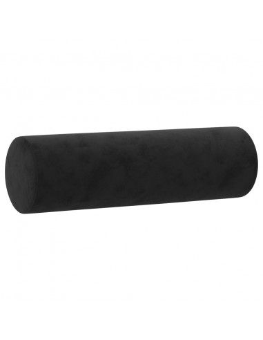Cuscini Decorativi 2 pz Nero Ø15x50 cm in Velluto