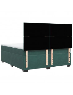 Giroletto a Molle con Materasso Verde Scuro 200x200 cm Velluto