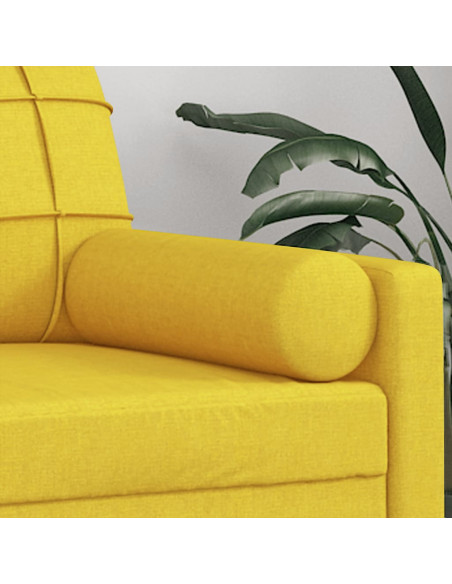 Cuscini Decorativi 2 pz Giallo Chiaro Ø15x50 cm in Tessuto