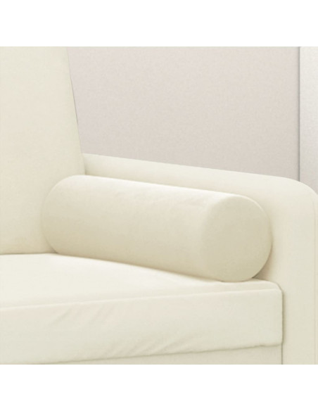 Cuscini Decorativi 2 pz Crema Ø15x50 cm in Velluto