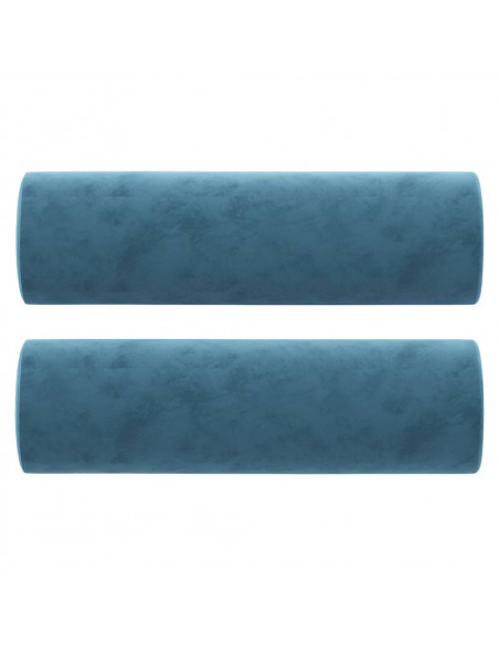 Cuscini Decorativi 2 pz Blu Ø15x50 cm in Velluto