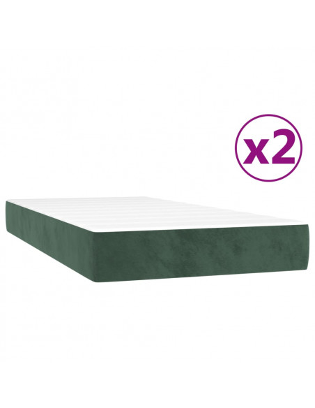Giroletto a Molle con Materasso Verde Scuro 200x200 cm Velluto