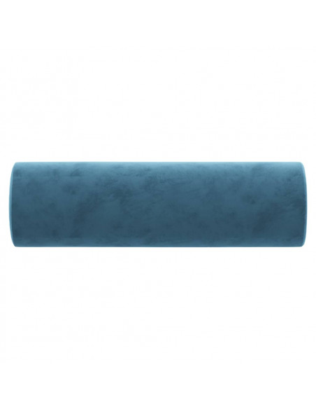Cuscini Decorativi 2 pz Blu Ø15x50 cm in Velluto