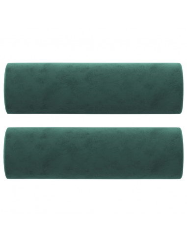 Cuscini Decorativi 2 pz Verde Scuro Ø15x50 cm in Velluto