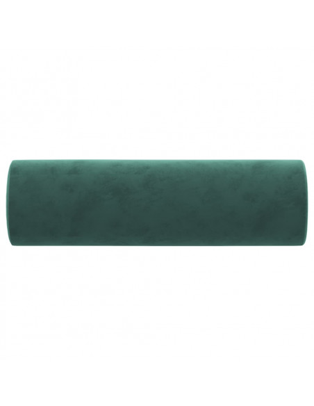Cuscini Decorativi 2 pz Verde Scuro Ø15x50 cm in Velluto