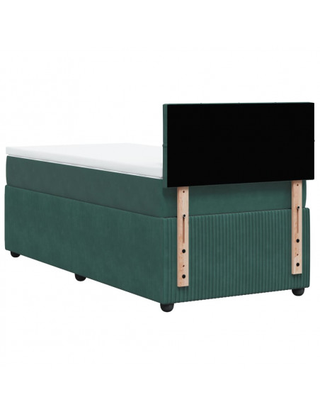 Giroletto a Molle con Materasso Verde Scuro 80x200 cm Velluto
