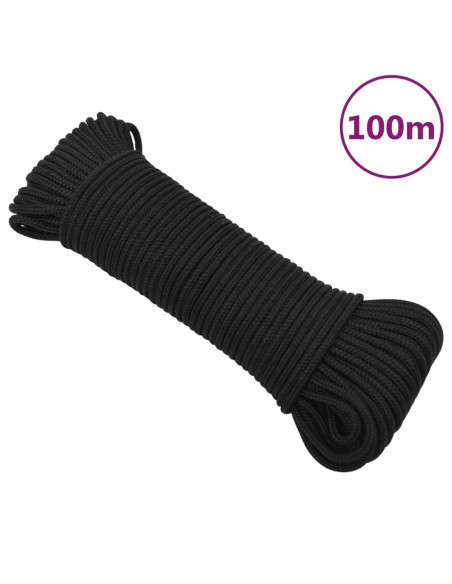 Corda Nautica Completamente Nera 3 mm 100 m in Polipropilene