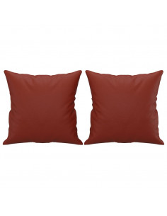 Cuscini Decorativi 2pz Rosso Vino 40x40 cm in Similpelle 2