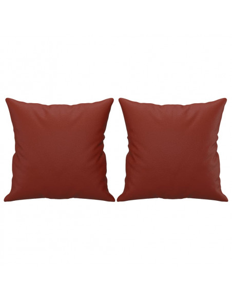 Cuscini Decorativi 2pz Rosso Vino 40x40 cm in Similpelle