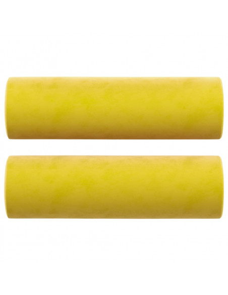 Cuscini Decorativi 2 pz Giallo Ø15x50 cm in Velluto