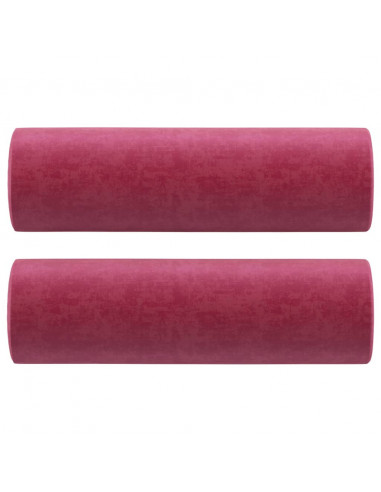 Cuscini Decorativi 2 pz Rosso Vino Ø15x50 cm in Velluto