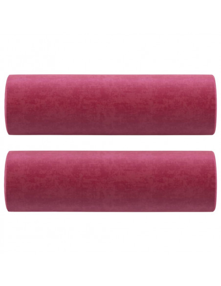 Cuscini Decorativi 2 pz Rosso Vino Ø15x50 cm in Velluto