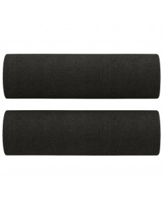Cuscini Decorativi 2 pz Nero Ø15x50 cm in Tessuto
