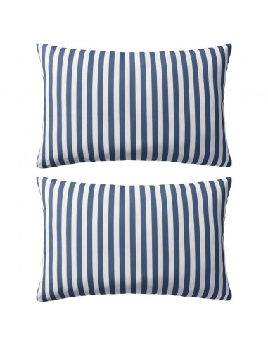 Cuscini da Esterno 2 pz Stampa a Righe 60x40 cm Blu