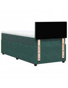 Giroletto a Molle con Materasso Verde Scuro 90x190 cm Velluto