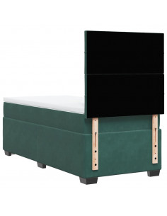 Giroletto a Molle con Materasso Verde Scuro 90x200 cm Velluto