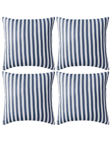 Cuscini da Esterno 4 pz Stampa a Righe 45x45 cm Blu