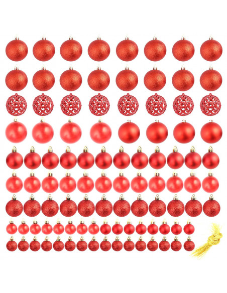 Set Palline di Natale 100 pz 3/4/6 cm Rosse