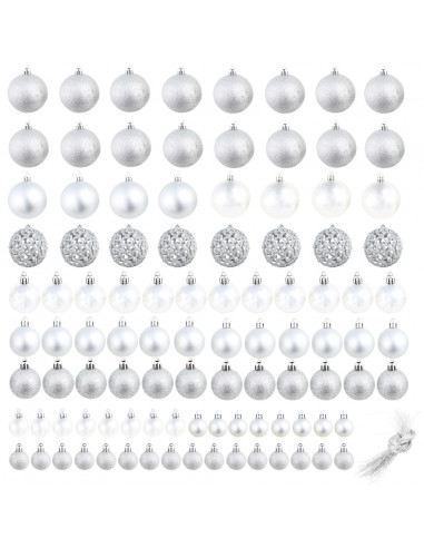 Set Palline di Natale 100 pz 3/4/6 cm Argento