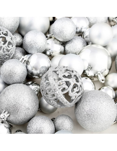 Set Palline di Natale 100 pz 3/4/6 cm Argento