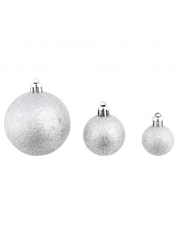 Set Palline di Natale 100 pz 3/4/6 cm Argento