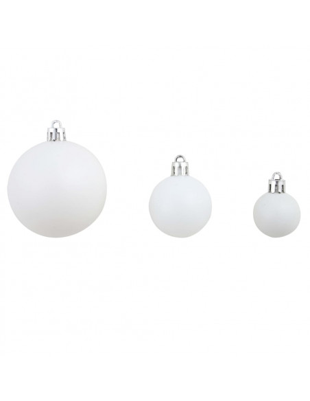 Set Palline di Natale 100 pz 3/4/6 cm Bianco/Grigio