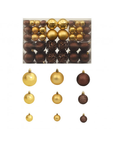 Set Palline di Natale 100 pz 3/4/6 cm Marrone/Bronzo/Oro