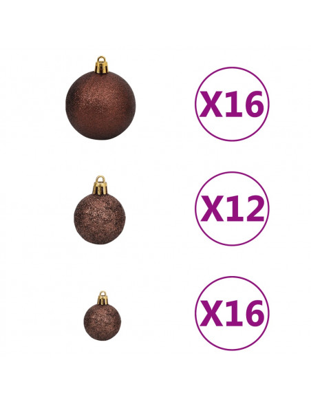 Set Palline di Natale 100 pz 3/4/6 cm Marrone/Bronzo/Oro