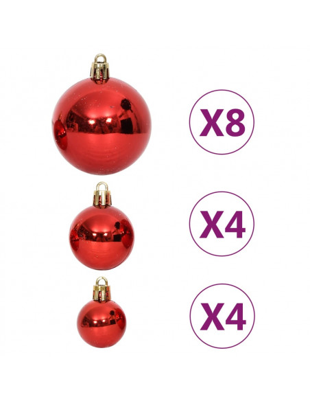 Set Addobbi di Natale 64 pz Rosso e Bianco