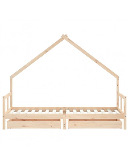 Giroletto Bambini con Cassetti 80x200 cm Legno Massello di Pino