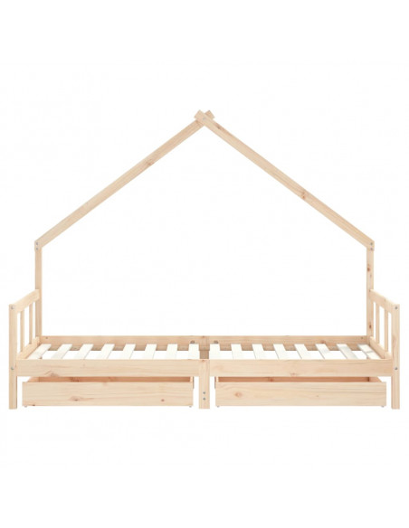 Giroletto Bambini con Cassetti 90x200 cm Legno Massello di Pino