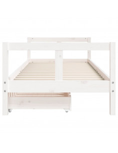 Giroletto Bambini con Cassetti Bianco 80x200cm Massello di Pino