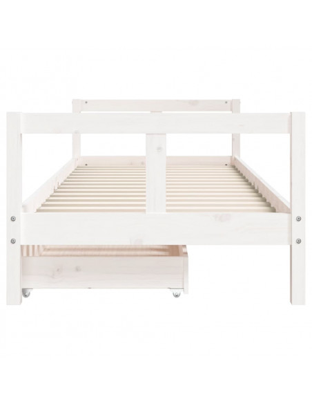 Giroletto Bambini con Cassetti Bianco 80x200cm Massello di Pino