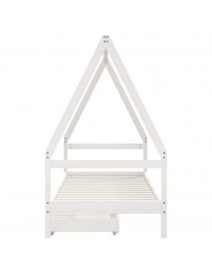 Giroletto Bambini con Cassetti Bianco 90x200cm Massello di Pino