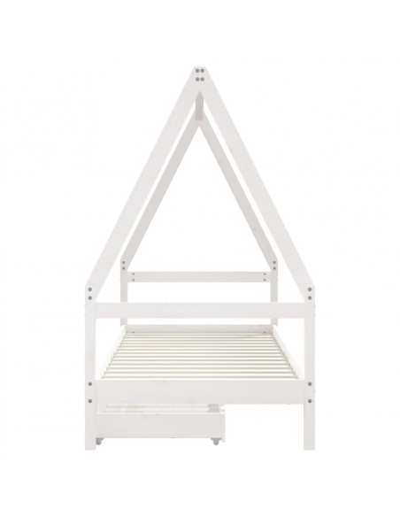 Giroletto Bambini con Cassetti Bianco 90x200cm Massello di Pino