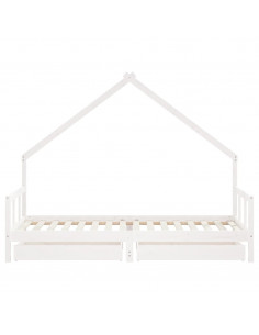 Giroletto Bambini con Cassetti Bianco 90x200cm Massello di Pino