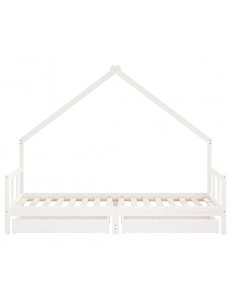 Giroletto Bambini con Cassetti Bianco 90x200cm Massello di Pino