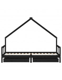 Giroletto Bambini con Cassetti Nero 80x200cm Massello di Pino