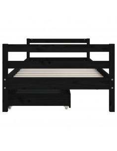 Giroletto Bambini con Cassetti Nero 80x200cm Massello di Pino