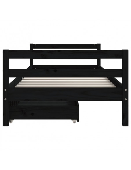 Giroletto Bambini con Cassetti Nero 80x200cm Massello di Pino
