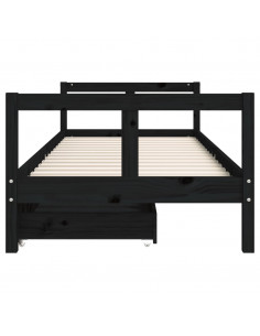 Giroletto Bambini con Cassetti Nero 80x200cm Massello di Pino