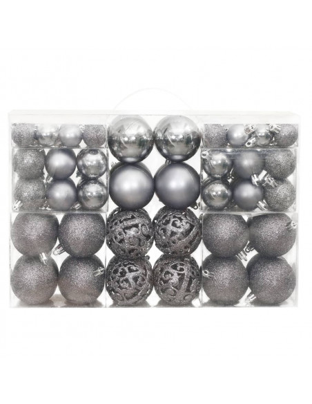 Palline di Natale 100 pz Grigie 3 / 4 / 6 cm