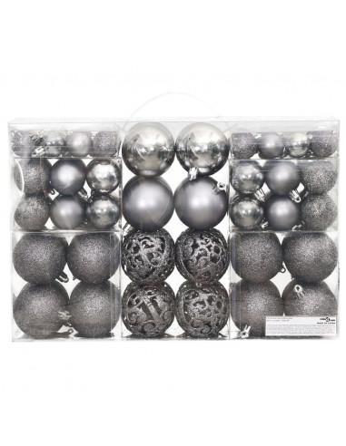 Palline di Natale 100 pz Grigie 3 / 4 / 6 cm