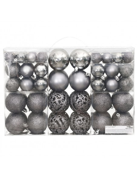 Palline di Natale 100 pz Grigie 3 / 4 / 6 cm