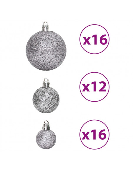 Palline di Natale 100 pz Grigie 3 / 4 / 6 cm