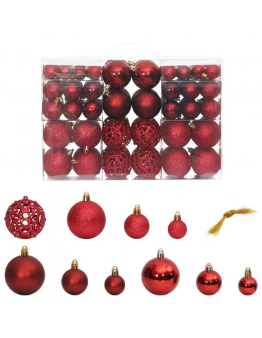 Palline di Natale 100 pz Rosso Vino 3 / 4 / 6 cm
