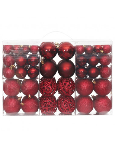 Palline di Natale 100 pz Rosso Vino 3 / 4 / 6 cm