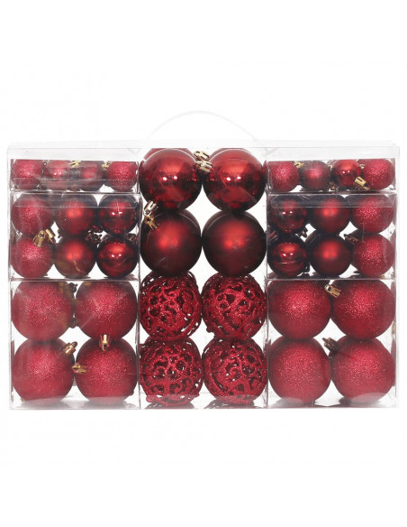 Palline di Natale 100 pz Rosso Vino 3 / 4 / 6 cm