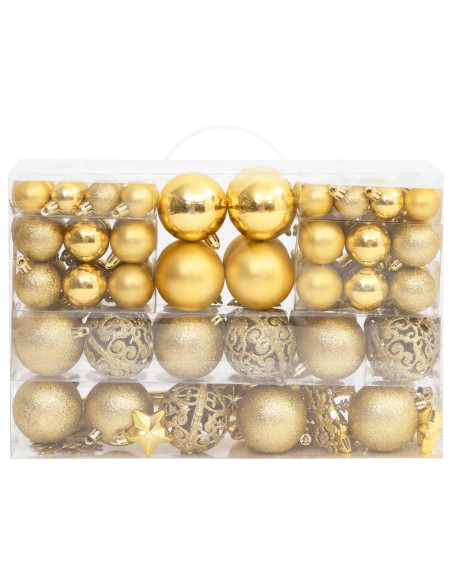 Set Palline di Natale 111 pz Oro in Polistirene